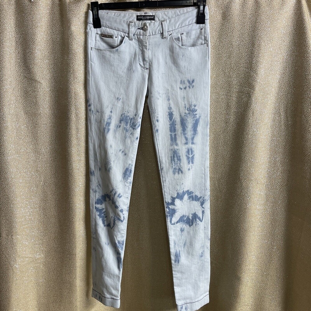 Dolce & Gabbana Acid Wash Tie Dye Slim Fit Skinny Jeans Sz 38/US 6